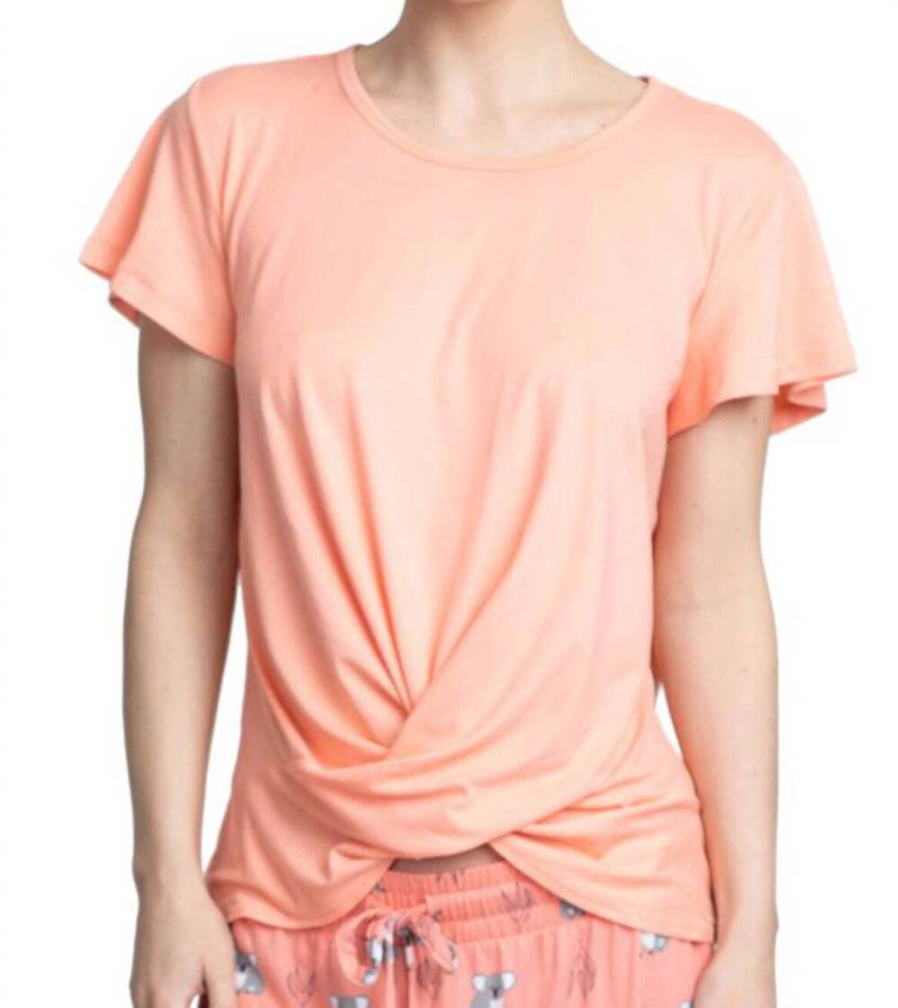 NEW MUK LUKS cloud knit cropped top in peach